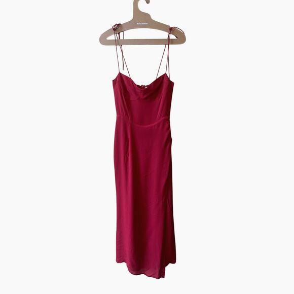 Reformation Kourtney Dress Sexy Date Tie Straps Red Cherry Size 2 - Picture 2 of 12